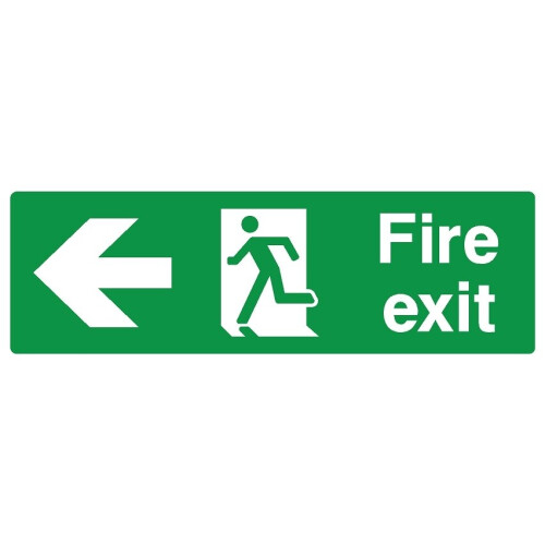 Fire exit left safety sign (L) - 3mm Aluminium sign - 300mm x 100mm