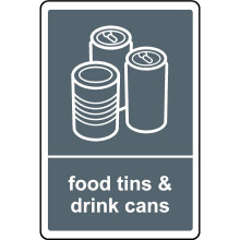 Food tins & drink cans recycling sign - 1mm Plastic sign - 300mm x 200mm
