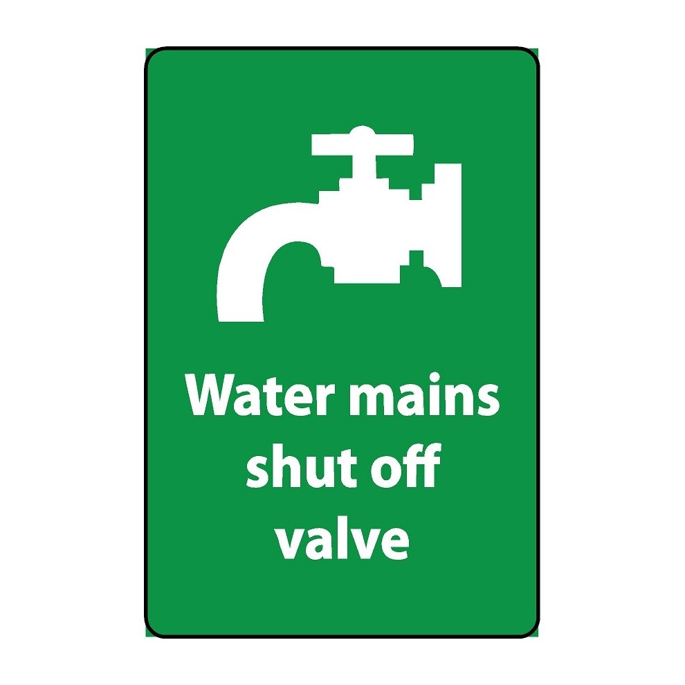 Water mains shut off valve safety sign - 1mm Plastic sign - 100mm x ...