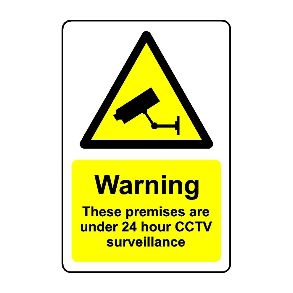 Warning these premises are under 24 hour CCTV surveillance safety sign - 1mm Plastic sign - 100mm x 150mm