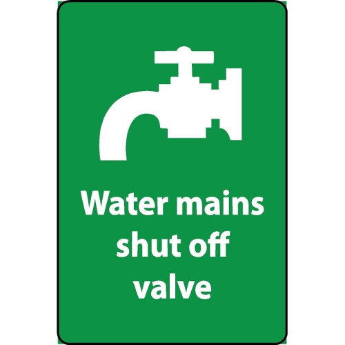 Water mains shut off valve safety sign - 3mm Aluminium sign - 400mm x ...