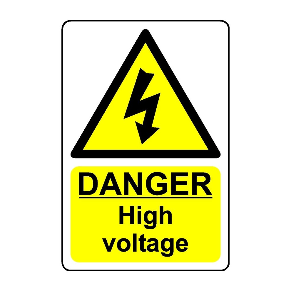 Danger high voltage safety sign - 1mm Plastic sign - 300mm x 200mm-image-OPC-PBGJRQ6-NEW