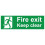 Fire exit keep clear safety sign (L) - Self adhesive sticker - 300mm x 100mm 1