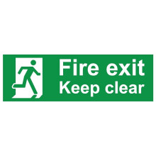 Fire exit keep clear safety sign (L) - Self adhesive sticker - 450m x 150mm