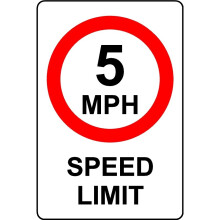 5mph speed limit safety sign - 1mm Plastic sign - 300mm x 200mm