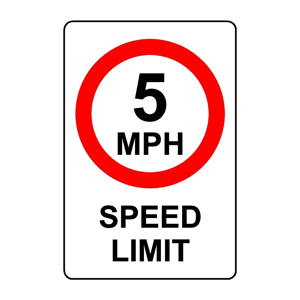 5mph speed limit safety sign - 1mm Plastic sign - 300mm x 200mm