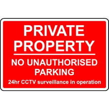 Private property no unauthorised parking 24h CCTV safety sign - Self adhesive sticker - 200mm x 150mm