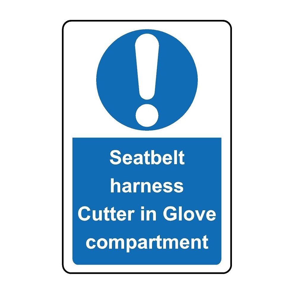 Kpcm Display Ltd Seatbelt Harness Cutter In Glove Compartment Safety Sign - Self Adhesive Sticker - 100Mm X 150Mm