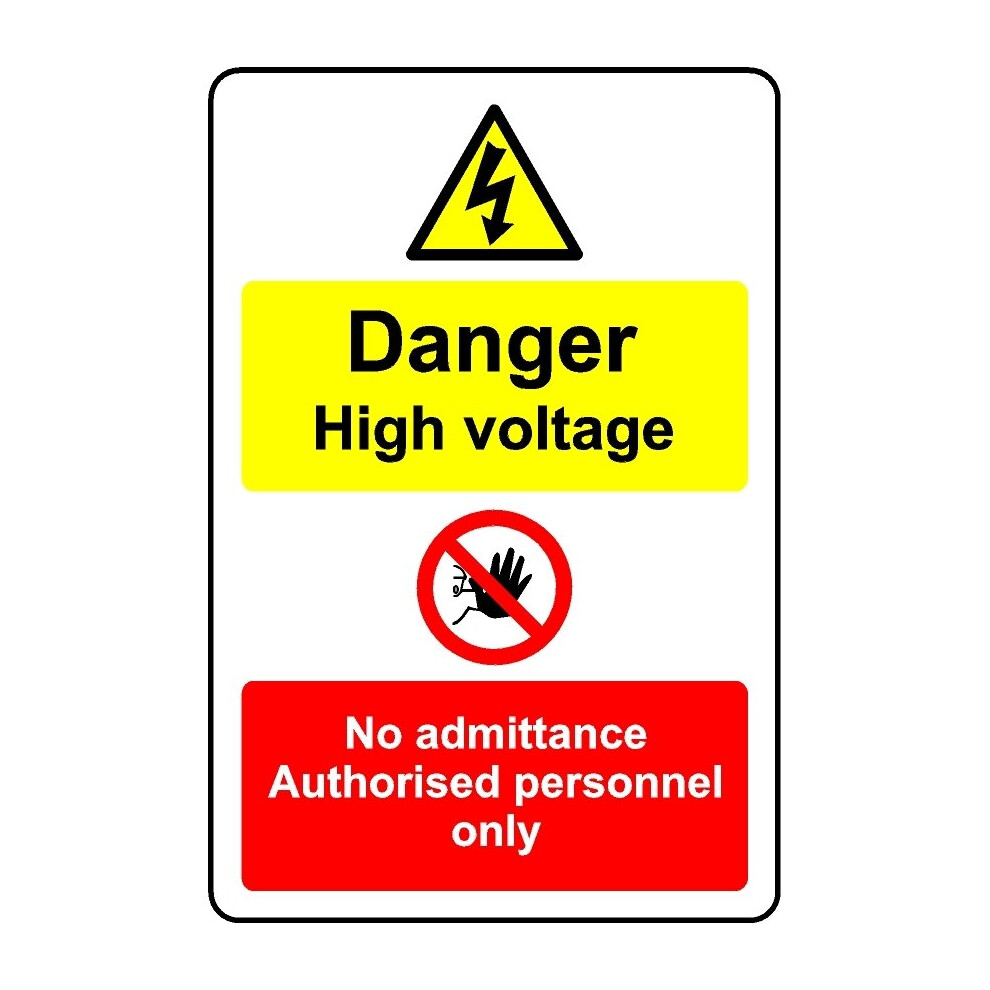 Danger high voltage no admittance authorised personnel only safety sign - 3mm Aluminium sign - 200mm x 150mm-image-OPC-PBGJSPK-NEW
