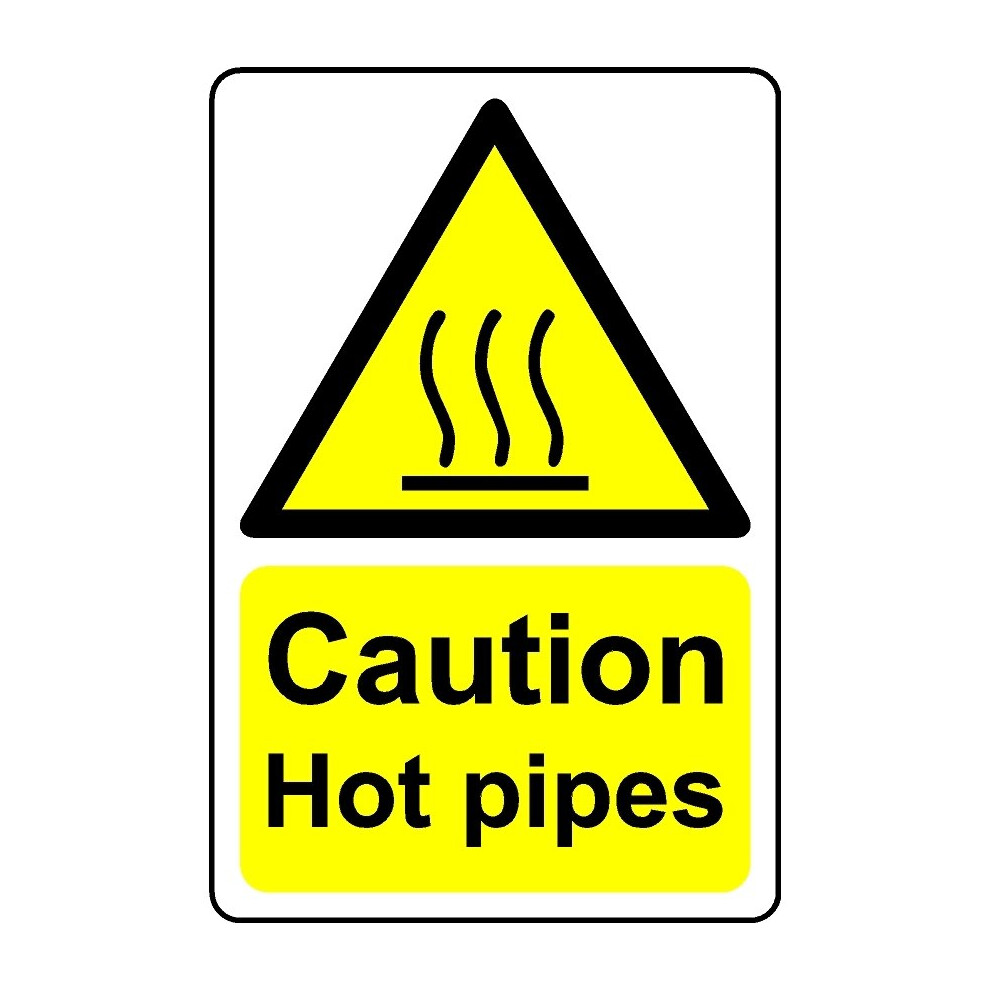 Caution hot pipes safety sign - 1mm Plastic sign - 200mm x 150mm