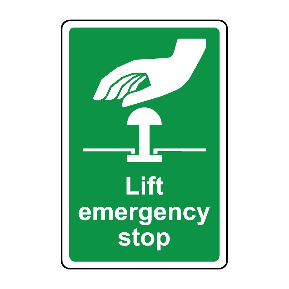 Lift emergency stop safety sign - 3mm Aluminium sign - 300mm x 200mm-image-OPC-PBGJSKT-NEW