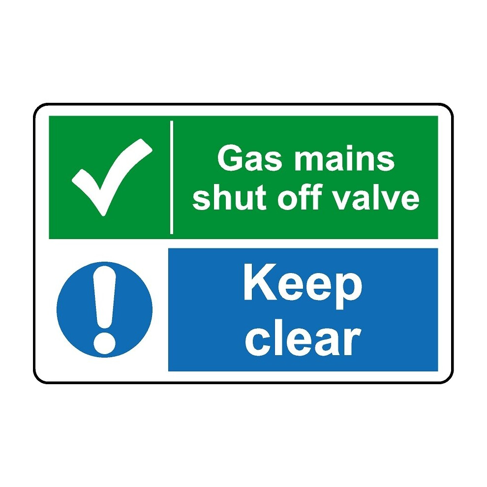 Kpcm Display Ltd Gas Mains Shut Off Valve Keep Clear Safety Sign - 1Mm Plastic Sign - 200Mm X 150Mm