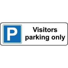 Visitors parking only safety sign (L) - 3mm Aluminium sign - 300mm x 100mm