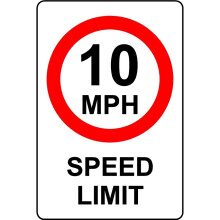 10mph speed limit safety sign - 1mm Plastic sign - 300mm x 200mm