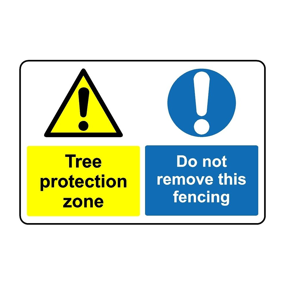 Tree protection zone do not remove fencing safety sign - Self adhesive sticker - 200mm x 150mm