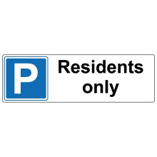 Residents only safety sign (L) - 3mm Aluminium sign - 300mm x 100mm