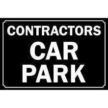 Contractors car park safety sign - 1mm Plastic sign - 200mm x 150mm