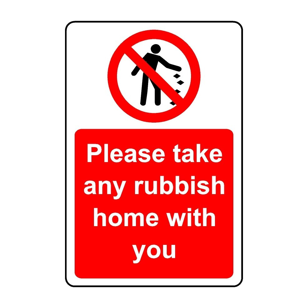 Kpcm Display Ltd Please Take Any Rubbish Home With You Safety Sign - 300X200mm, 1Mm Plastic