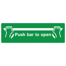 Push bar to open safety sign (L) - Self adhesive sticker - 300mm x 100mm
