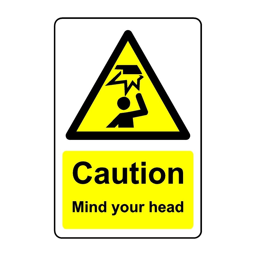 Kpcm Display Ltd Caution Mind Your Head Safety Sign - Self Adhesive Sticker - 100Mm X 150Mm