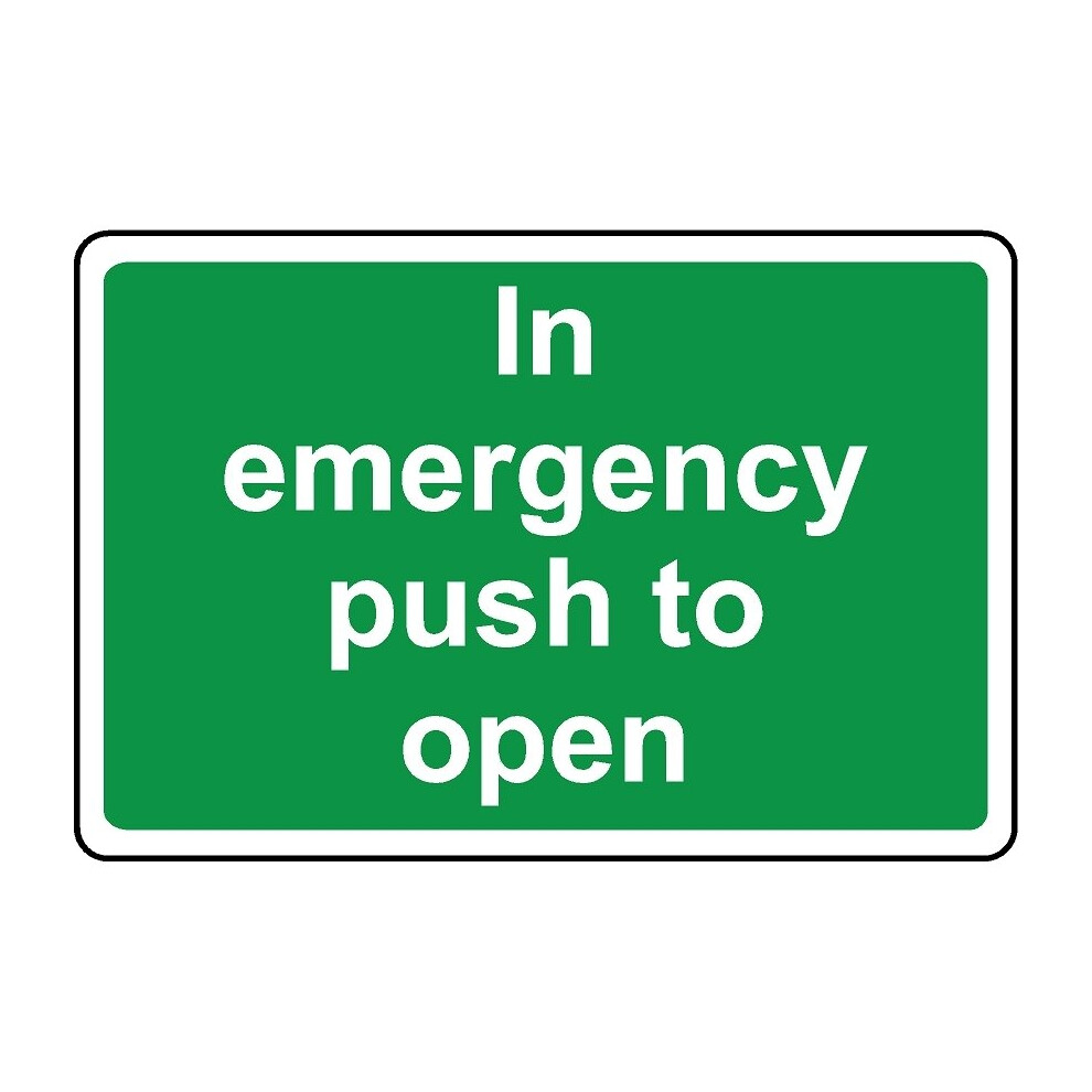 In emergency push to open safety sign - Self adhesive sticker - 300mm x 200mm-image-OPC-PBGJV9H-NEW