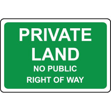 Private land no public right of way safety sign - 1mm Plastic sign - 200mm x 150mm