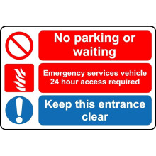 No parking or waiting keep this entrance clear safety sign - 3mm Aluminium sign - 300mm x 200mm