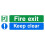 Fire exit keep clear multi safety sign (L) - 3mm Aluminium sign - 300mm x 100mm 1