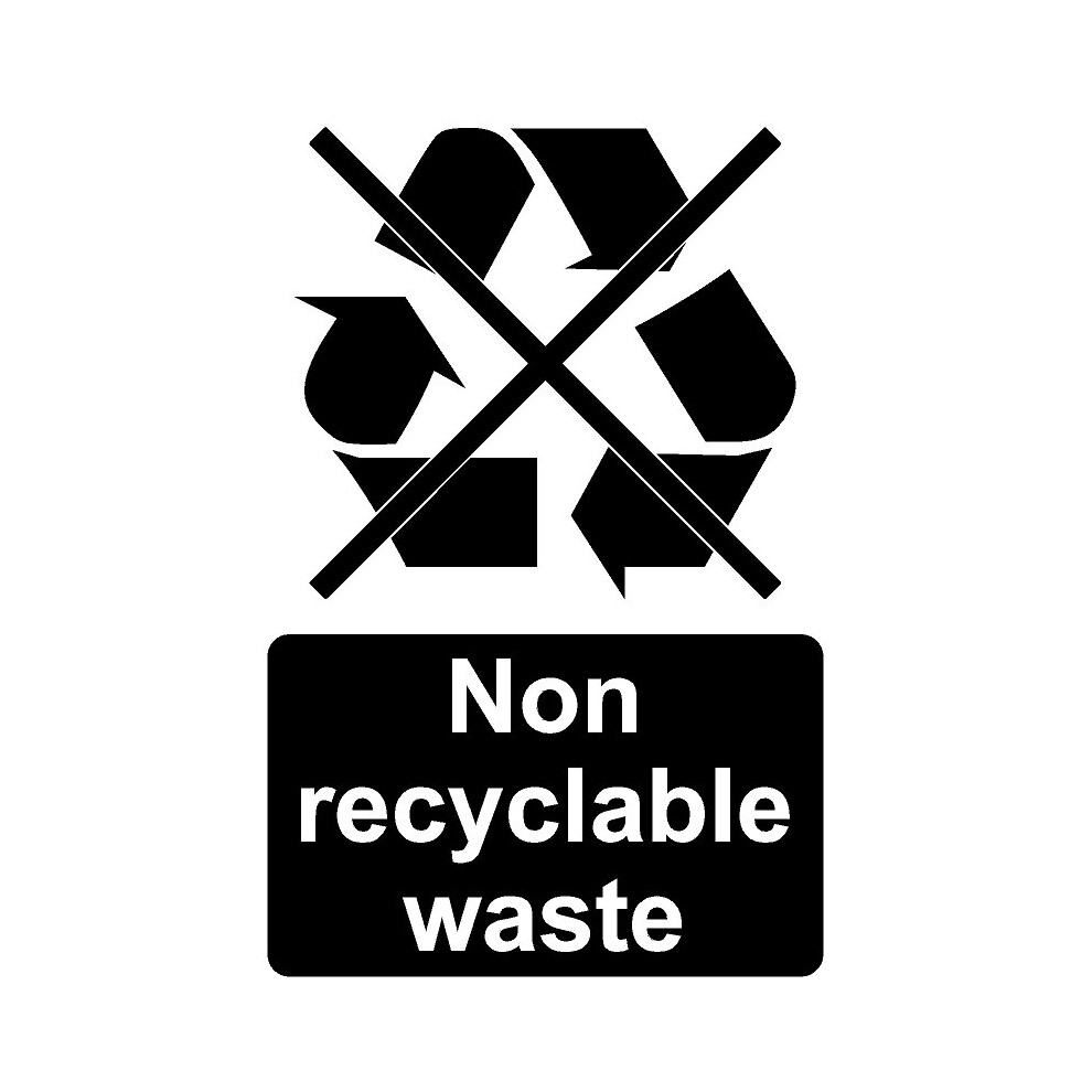 Non recyclable waste safety sign - 1mm Plastic sign - 100mm x 150mm-image-OPC-PBGJW2P-NEW