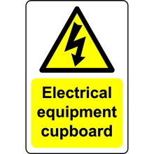Electrical equipment cupboard safety sign - 1mm Plastic sign - 100mm x 150mm