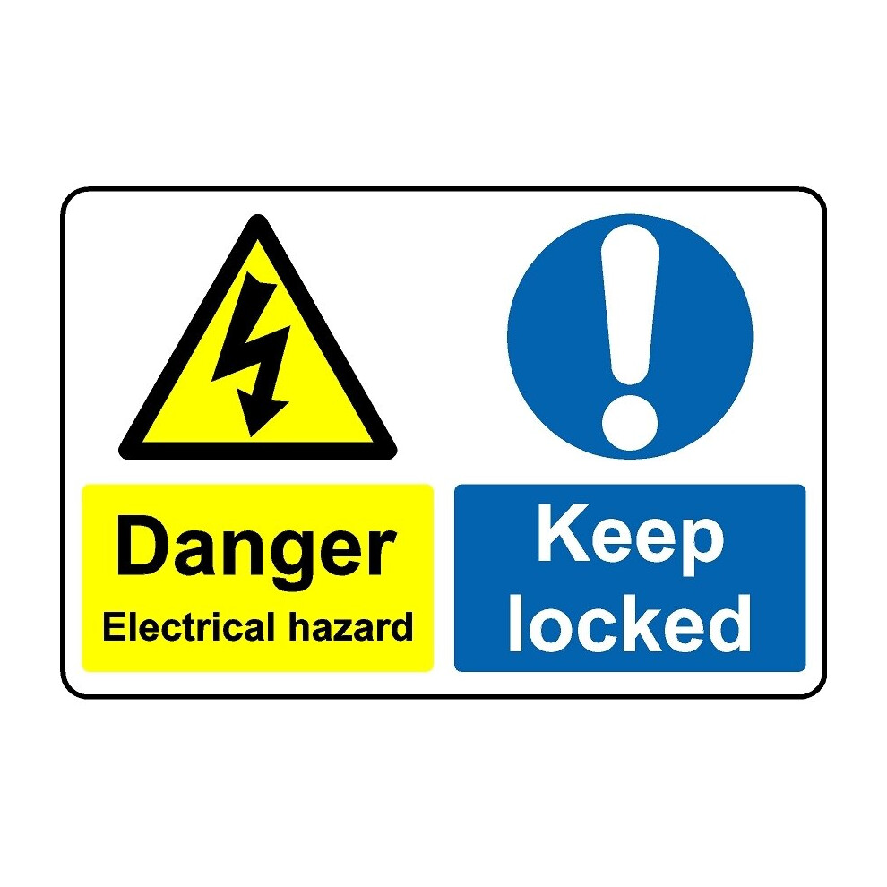 Danger electrical hazard keep locked safety sign - 1mm Plastic sign - 400mm x 300mm-image-OPC-PBGJWY8-NEW