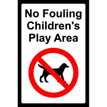 No dog fouling children's play area safety sign - 3mm Aluminium sign - 400mm x 300mm