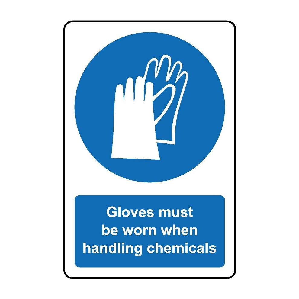 Gloves must be worn when handling chemicals safety sign - 3mm Aluminium ...