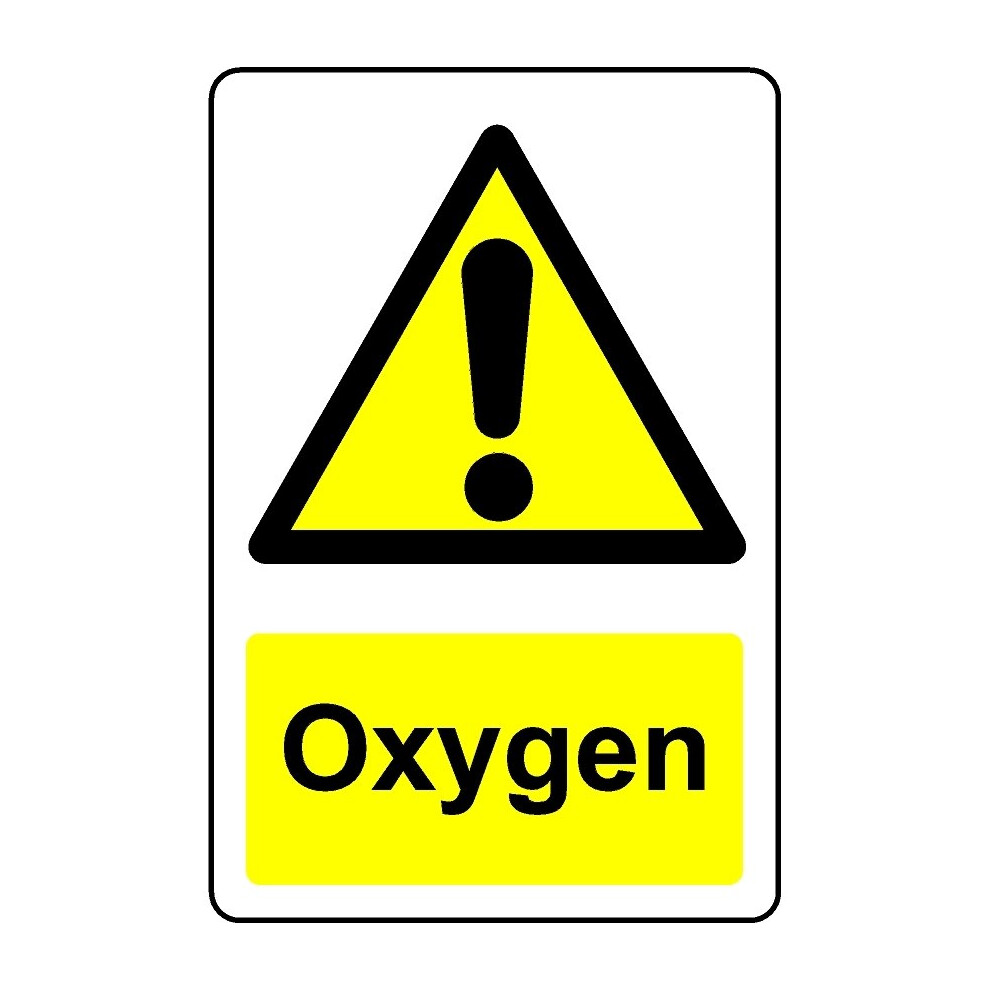 Oxygen safety sign - 1mm Plastic sign - 600mm x 400mm