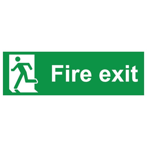 Fire exit safety sign (L) - 1mm Plastic sign - 300mm x 100mm
