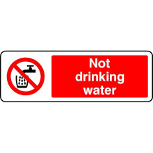 Not drinking water safety sign (L) - Self adhesive sticker - 150mm x 50mm