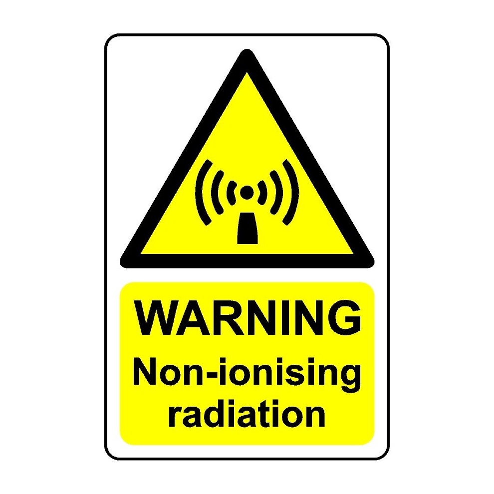 Warning non-ionising radiation safety sign - Self adhesive sticker - 200mm x 150mm