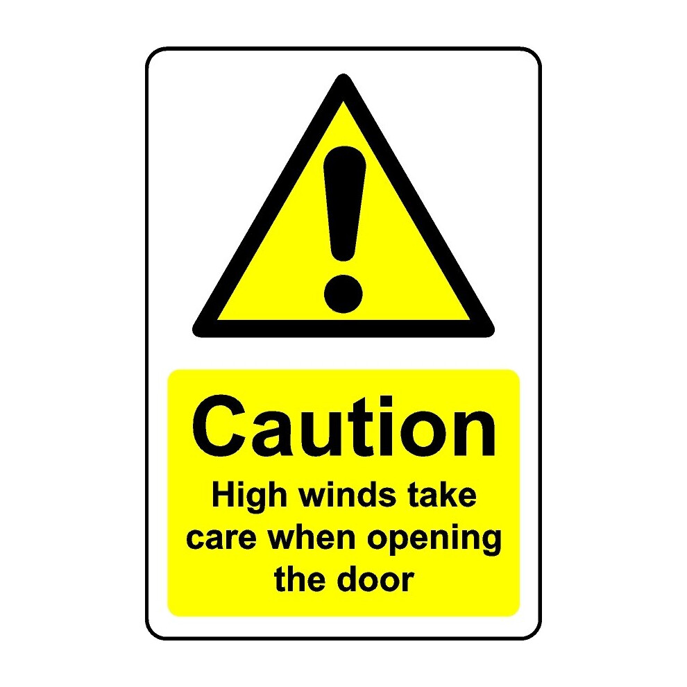 Caution high winds take opening door safety sign - 1mm Plastic sign - 100mm x 150mm-image-OPC-PBGJYMF-NEW