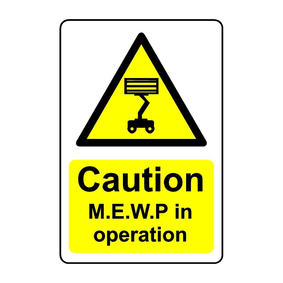 Kpcm Display Ltd Caution M.e.w.p In Operation Safety Sign - 3Mm Aluminium Sign - 400Mm X 300Mm