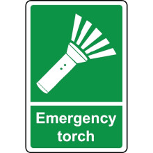 Emergency torch safety sign - 1mm Plastic sign - 600mm x 400mm