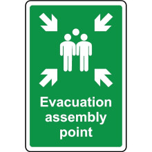 Evacuation assembly point safety sign - 3mm Aluminium sign - 600mm x 400mm