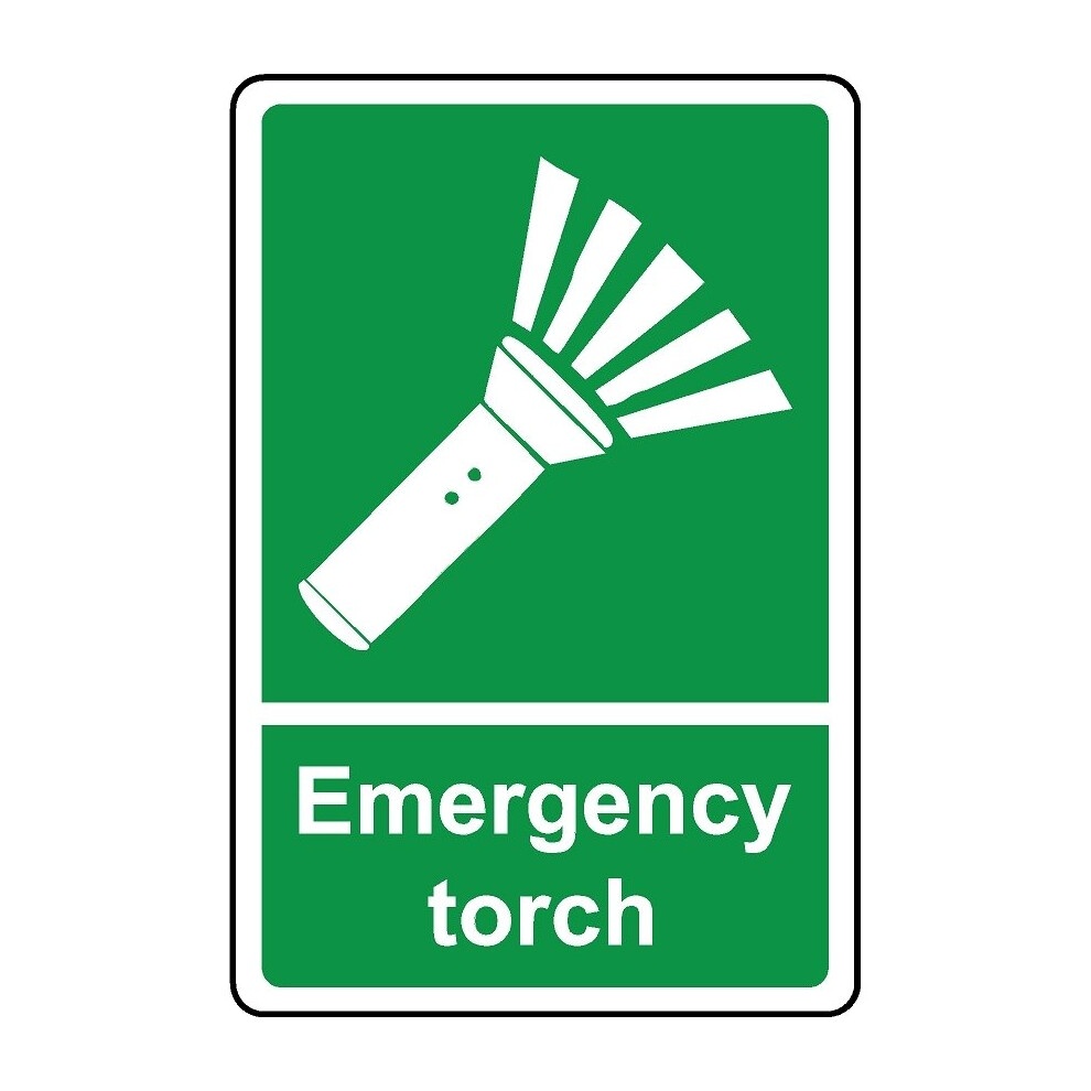 Emergency torch safety sign - 1mm Plastic sign - 100mm x 150mm