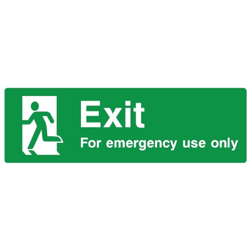 Exit for emergency use only safety sign (L) - Self adhesive sticker - 300mm x 100mm