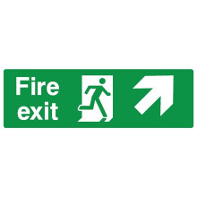 Fire exit up right safety sign (L) - 3mm Aluminium sign - 300mm x 100mm