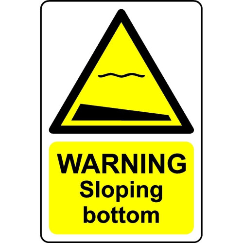 Warning sloping bottom safety sign - 3mm Aluminium sign - 300mm x 200mm ...