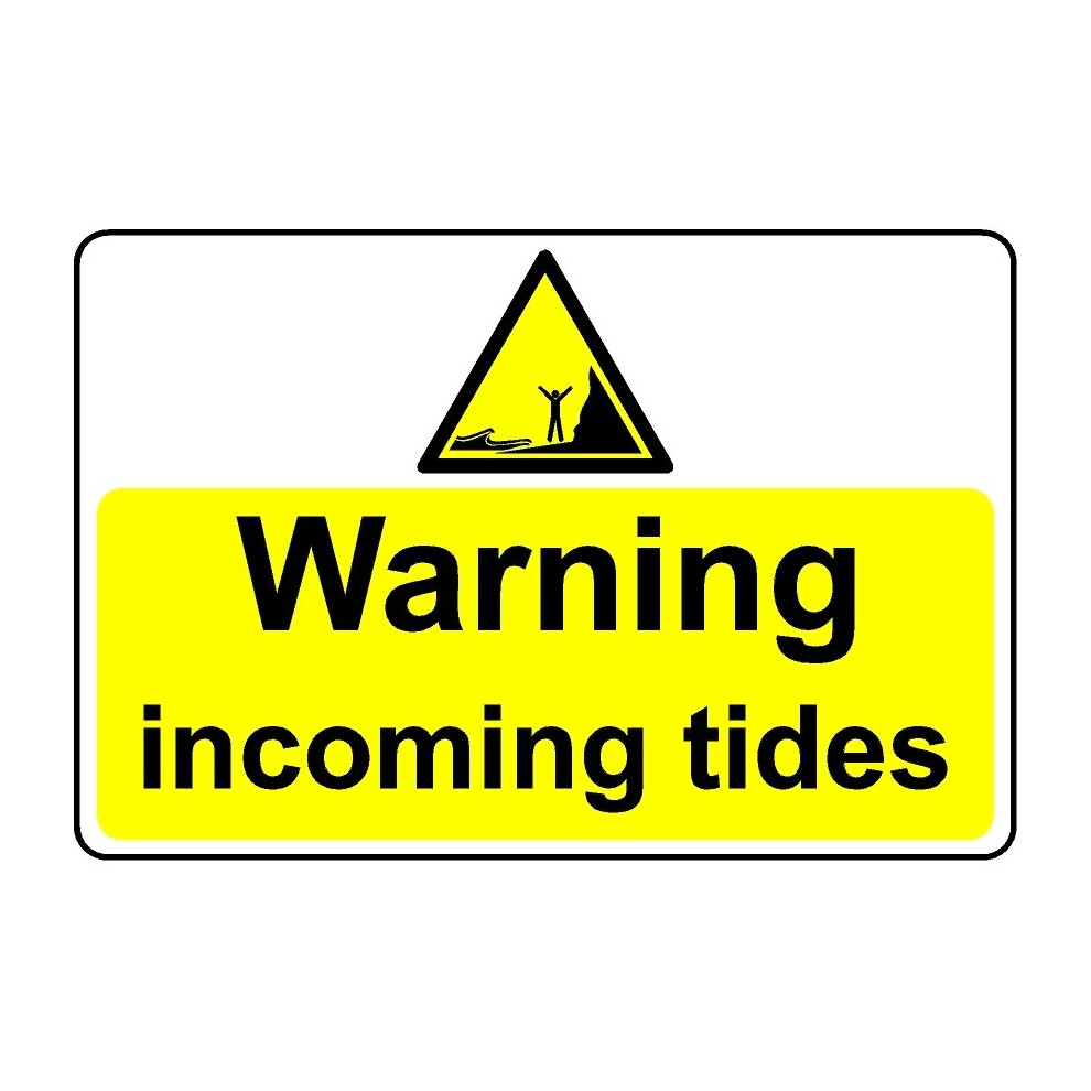 Warning incoming tides safety sign - 1mm Plastic sign - 300mm x 200mm-image-OPC-PBGJZ7K-NEW