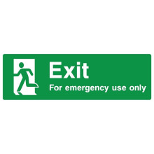 Exit for emergency use only safety sign (L) - Self adhesive sticker - 450m x 150mm