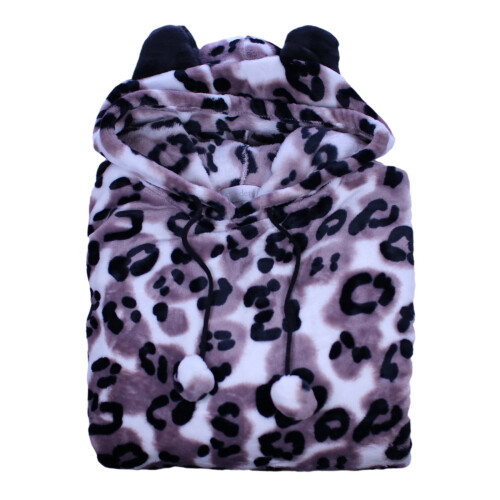 Slenderella (Mink, Large - UK 16/18) Slenderella Ladies Animal Print Pullover Slouch Hooded Robe