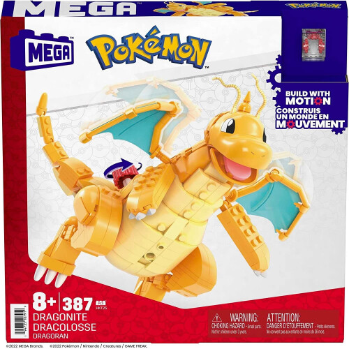 Mattel MEGA Set di Giocattoli Edificabili Pokémon Dragonite con 388 Pezzi, Articolato e Poseggiabile, 18 cm