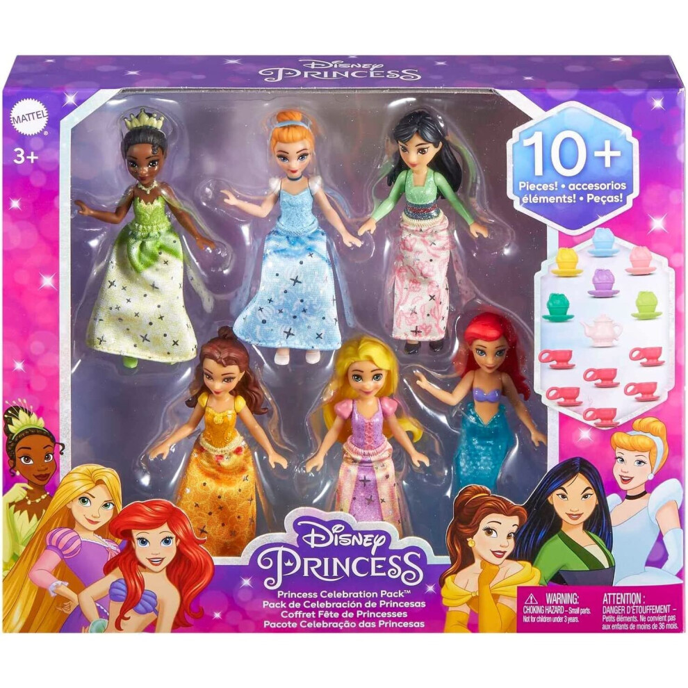 Mattel Disney Princess Celebration Pack 6 Small Dolls Toys